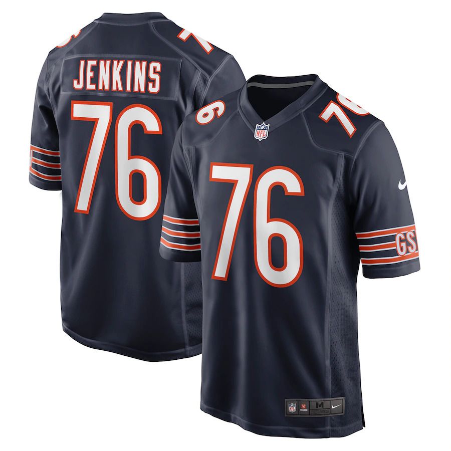 Men Chicago Bears 76 Teven Jenkins Nike Navy Game NFL Jersey